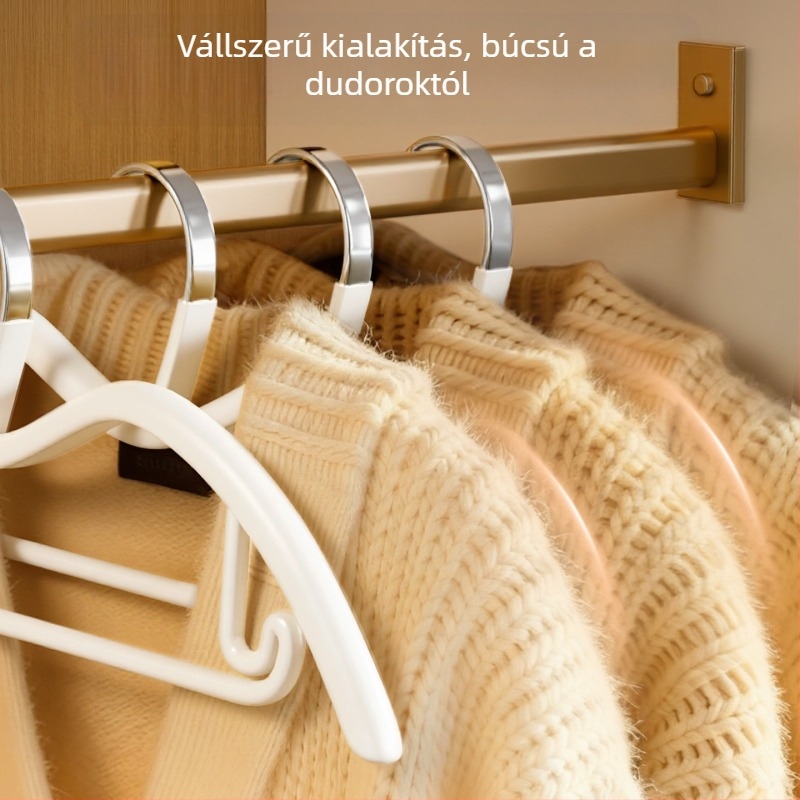 műanyag bevonatú félköríves, sík kampóval ellátott ruhafogasok kabátokhoz