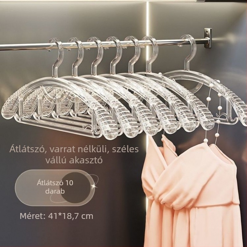 Átlátszó akril ruhafogas csúszásmentes, széles vállú