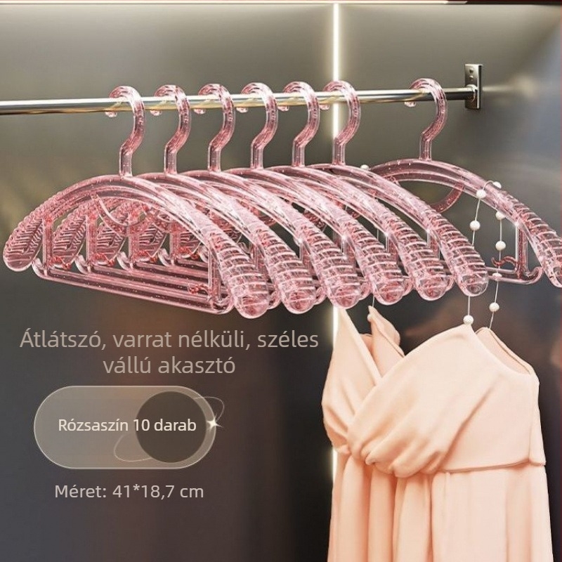 Átlátszó akril ruhafogas csúszásmentes, széles vállú