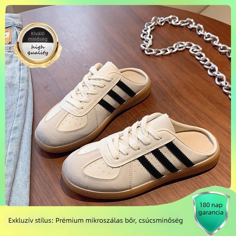 Puha talpú retro slip-on papucs, valódi bőrből készült ujjvédővel, csúszásmentes, női nyári modell, ezüst