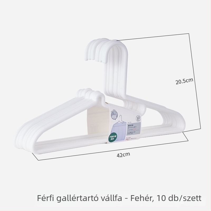 Műanyag gallérvédő ruhavállfa, varrat nélküli, kíméletes, csúszásmentes, vállbarát, ruhaszárításra