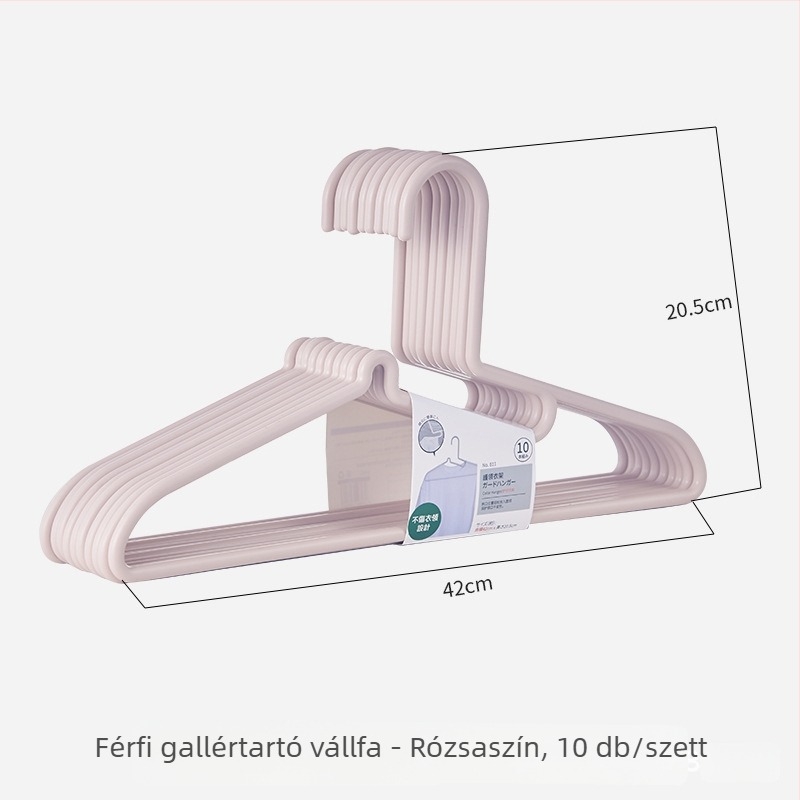 Műanyag gallérvédő ruhavállfa, varrat nélküli, kíméletes, csúszásmentes, vállbarát, ruhaszárításra