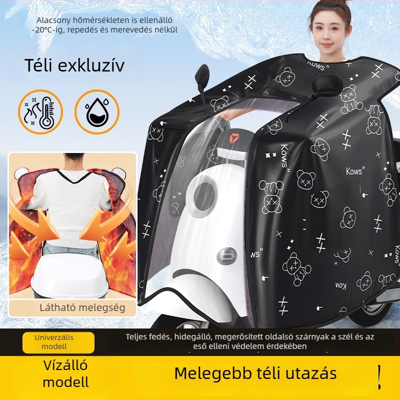 Téli vastag fleece szélvédő takaró elektromos robogóhoz, univerzális, vízálló