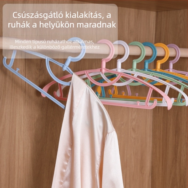 Sűrített, varrat nélküli műanyag ruhaszárító fogas, váll- és saroktámasz — multifunkcionális ruhafogas