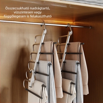 Összecsukható nadrágakasztó, többrétegű ruhatár-akasztó otthonra
