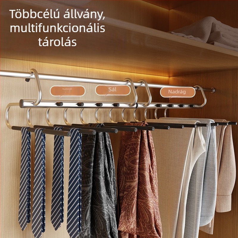 Összecsukható nadrágakasztó, többrétegű ruhatár-akasztó otthonra