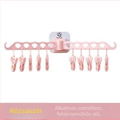 Falra szerelhető összecsukható, forgó ruhaszárító, több klipszel, fürdőszobába és erkélyre – fúrás nélküli