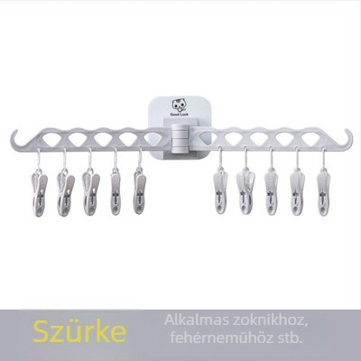 Falra szerelhető összecsukható, forgó ruhaszárító, több klipszel, fürdőszobába és erkélyre – fúrás nélküli