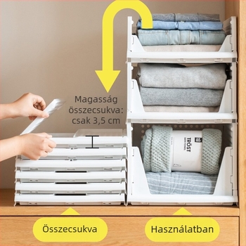 Összeépíthető ruhatároló fiókos tároló, rétegezett elválasztókkal, hordozható asztali szervező