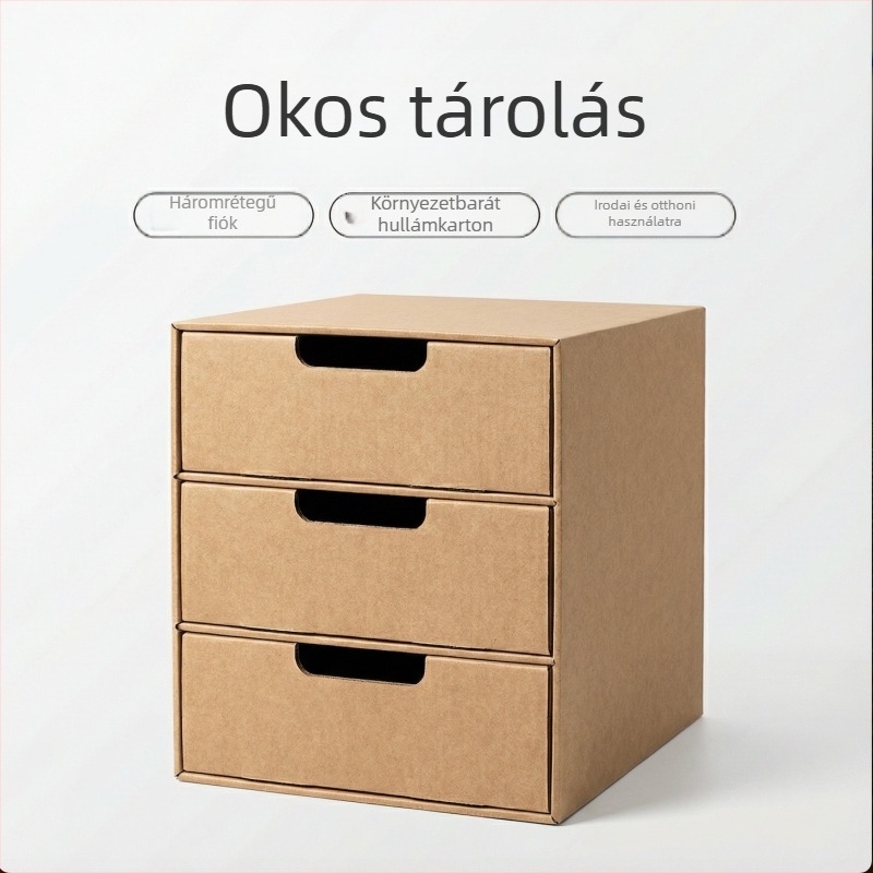 Kraftpapírból készült többrekeszes fiókos rendező A4-es dokumentumokhoz, íróasztali tava?roló