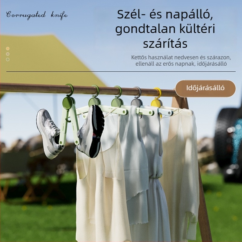 Összecsukható ruhaszárító akasztó – hordozható, szélvédett szárító állvány ruháknak és cipőknek, utazáshoz, kollégiumban, otthon