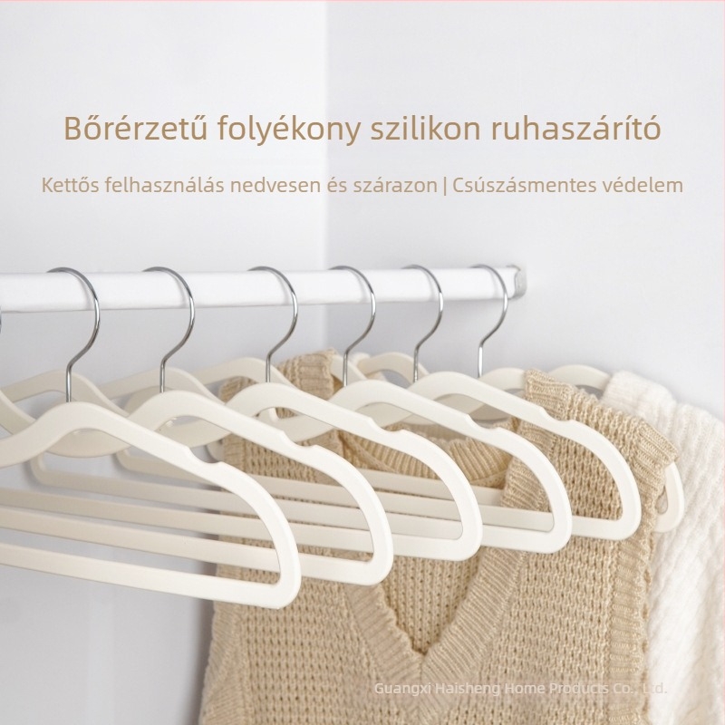 Gumírozott bevonatú, velúr felületű rövid nyakú ruhaakasztók, anti-deformáció és nyom nélküli, 10 darabos készlet