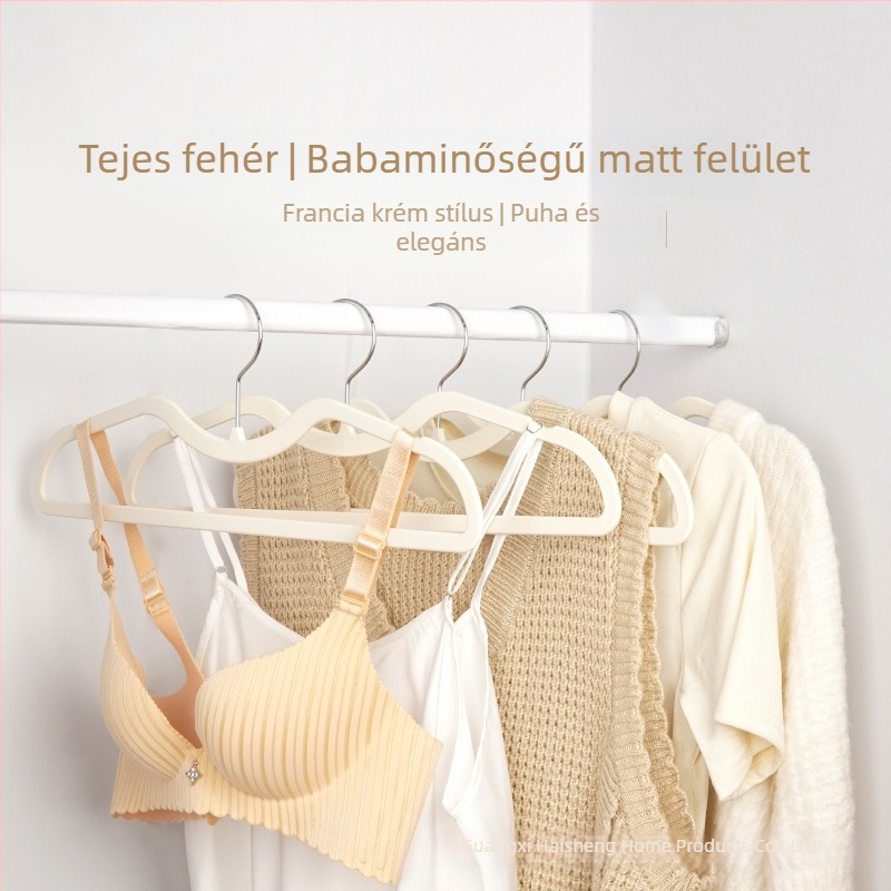 Gumírozott bevonatú, velúr felületű rövid nyakú ruhaakasztók, anti-deformáció és nyom nélküli, 10 darabos készlet