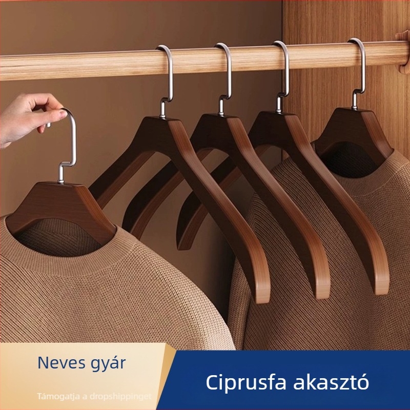 Szilárdfa ruhafogók, nyommentesek, vállredő elleni, kabátokhoz, kasmírszövetes pulóverekhez és szőrme ruhákhoz