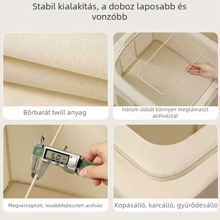 Loulan 5.0 Acélváz, 66 literes tároló doboz otthoni ruhásszekrényhez, halszálka mintázatú, ruhák és takarók rendezésére, mosható