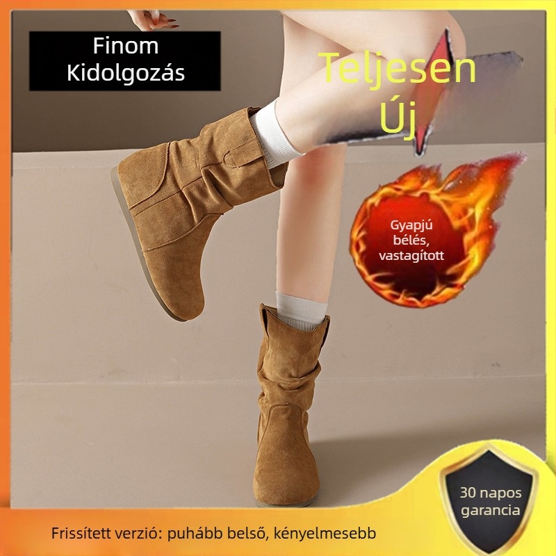 Birkenstock-stílusú női rövid csizma, 7 cm-es magasságú emelés, retro dizájn, 2025-őszi kollekció, valódi bőr
