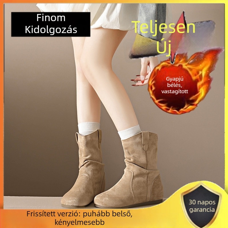 Birkenstock-stílusú női rövid csizma, 7 cm-es magasságú emelés, retro dizájn, 2025-őszi kollekció, valódi bőr