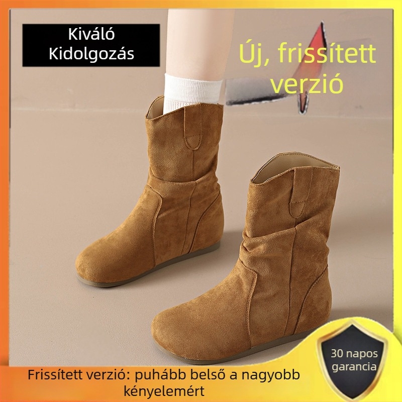 Birkenstock-stílusú női rövid csizma, 7 cm-es magasságú emelés, retro dizájn, 2025-őszi kollekció, valódi bőr