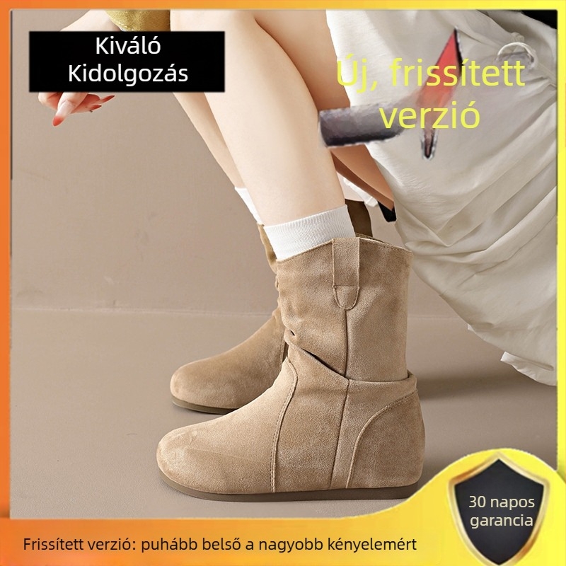 Birkenstock-stílusú női rövid csizma, 7 cm-es magasságú emelés, retro dizájn, 2025-őszi kollekció, valódi bőr