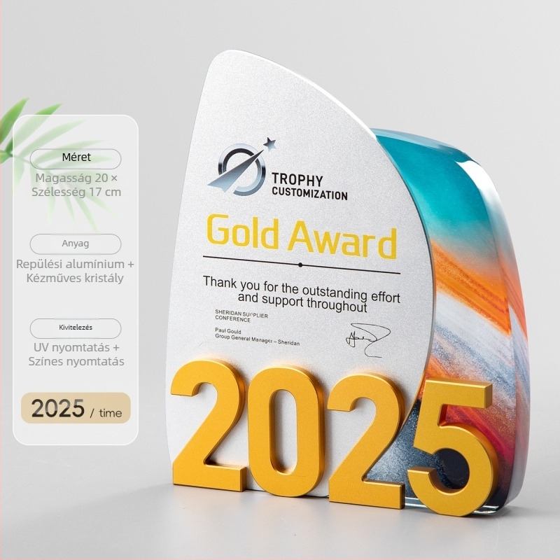 2026-os kristálytrófea – személyre szabott, prémium, innovatív emlékdíj éves értekezletre, kiemelkedő munkatárs gravírozott