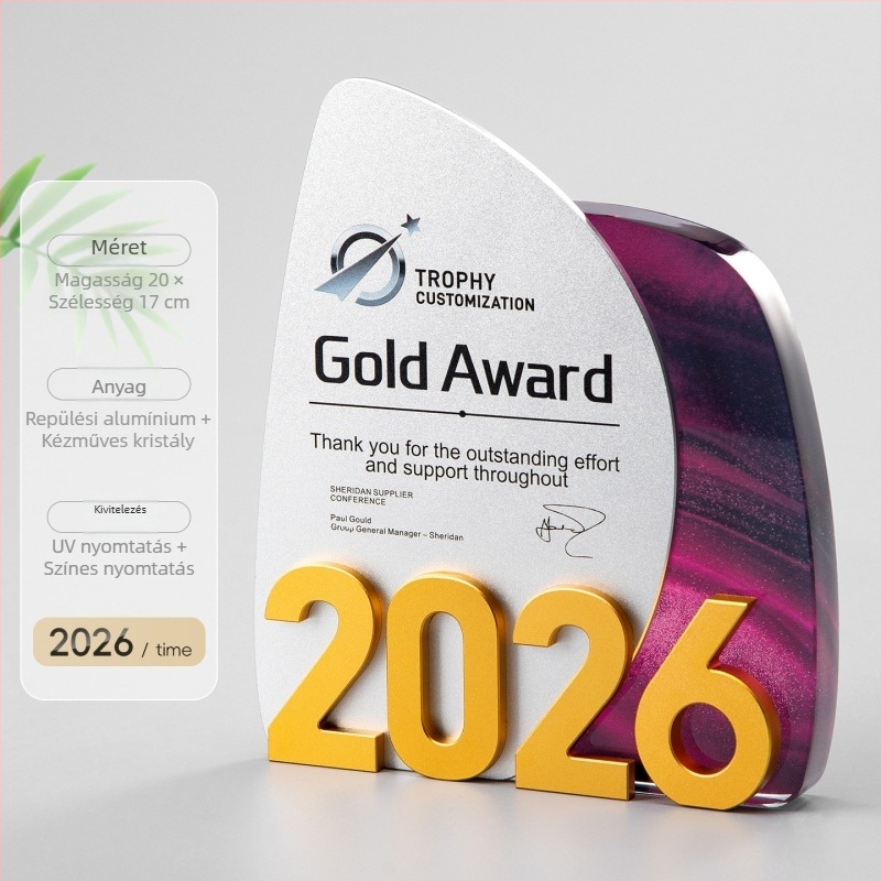 2026-os kristálytrófea – személyre szabott, prémium, innovatív emlékdíj éves értekezletre, kiemelkedő munkatárs gravírozott
