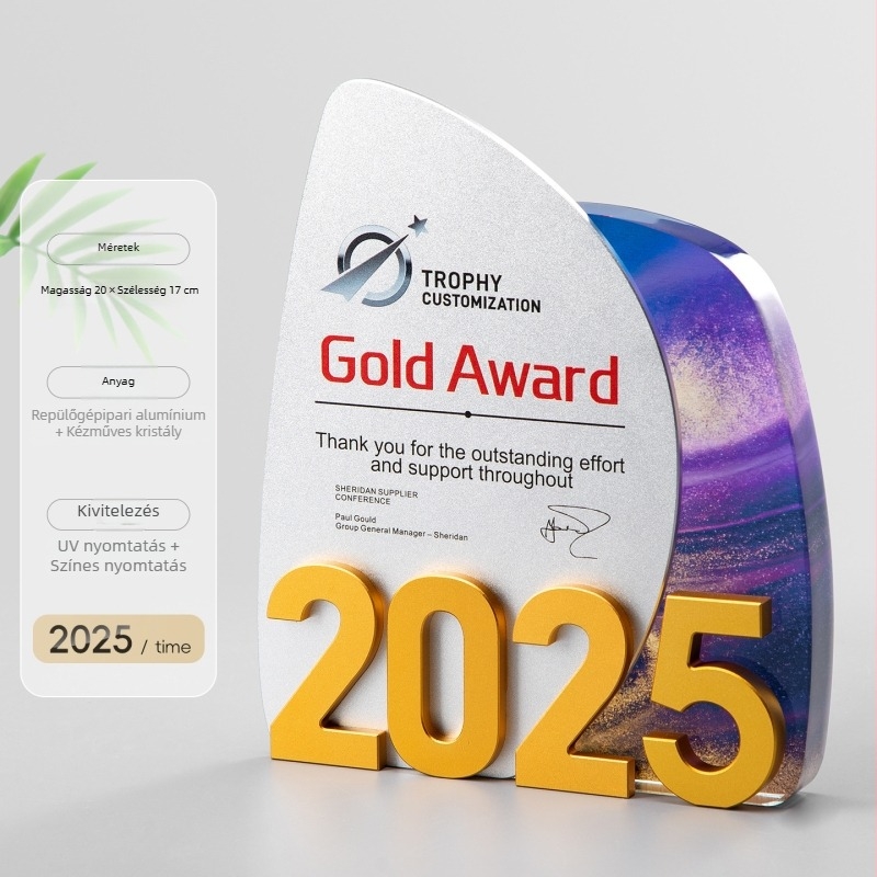 2026-os kristálytrófea – személyre szabott, prémium, innovatív emlékdíj éves értekezletre, kiemelkedő munkatárs gravírozott