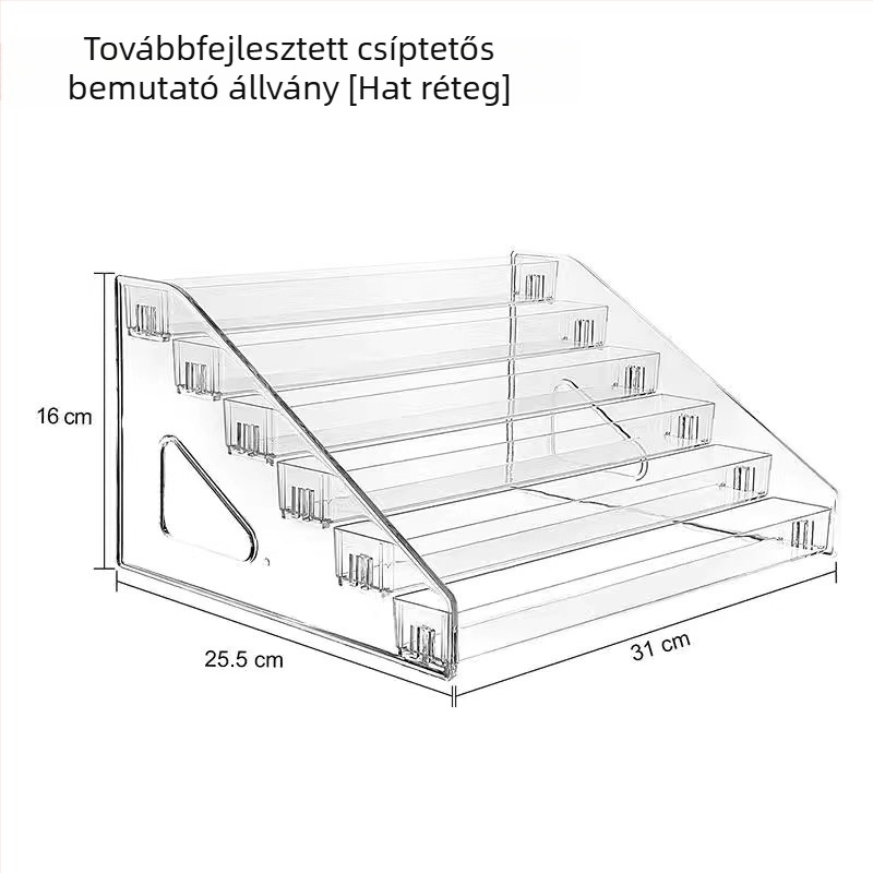 Asztali kiállítási állvány kitűzők és figurák számára, háromszintes tároló dobozzal, anime kiegészítőkhöz, színkártyákhoz és gyűjteményekhez