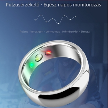 Okos egészség gyűrű Bluetooth-kapcsolattal, vezeték nélküli töltés, pulzus- és vér oxigén szintjének mérése, hangulat- és alváskövetés, HR214