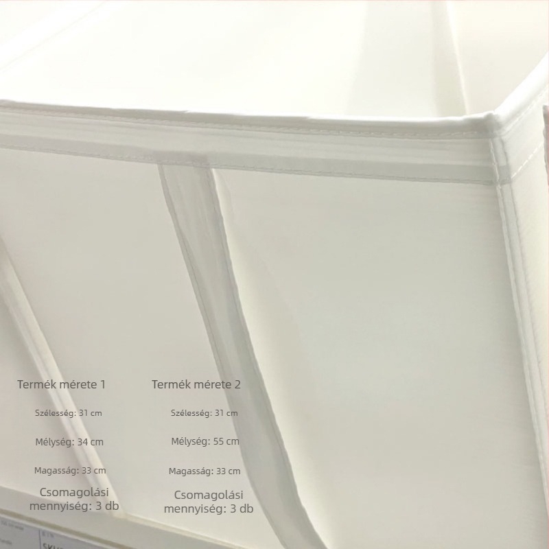 Öko-barát tároló doboz gardróbba, Oxford szövetből, összecsukható, 50–60 liter kapacitás, fedél nélkül