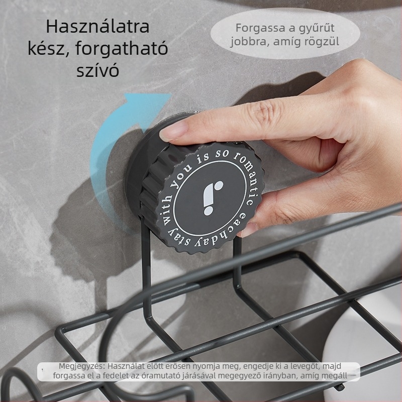 Fali toalettpapír-doboz ventuzás rögzítéssel, fúrás nélkül; tárolópolc és nyitott nedves törlőkendő-doboz a konyhához