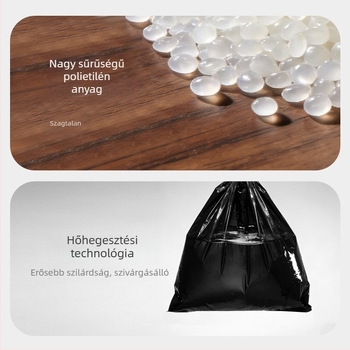 Háztartási hulladékzsákok, perforáltak, fekete, vastagítottak, mellény-stílusú, sík szájú, sík fenekű, tekercses csomagolás