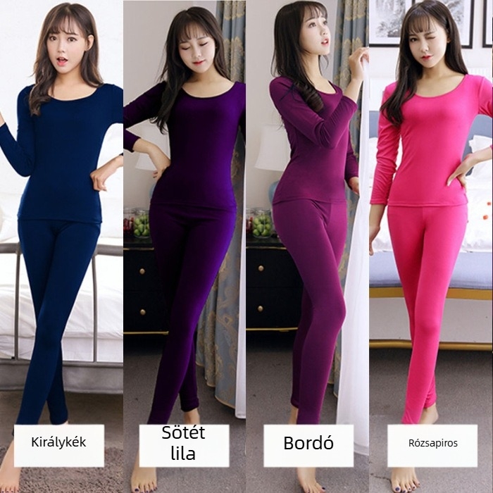 Női Milk Silk anyagból készült termikus alsóruha, vastag fleece bélés, varrás nélküli felső és nadrág őszi-téli szett