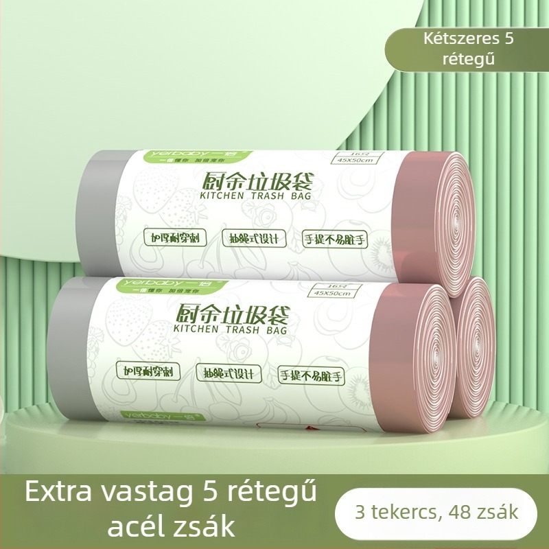 Nagy méretű szemeteszsák húzózsinórral, extra vastag, egyszer használatos, háztartási és irodai használatra