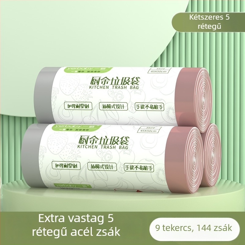 Nagy méretű szemeteszsák húzózsinórral, extra vastag, egyszer használatos, háztartási és irodai használatra