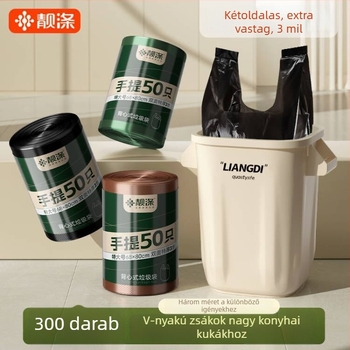 Beautiful Polyester nagy vastag szemeteszsák kézi hordozóval, fekete, mellény-stílusú, konyhai hulladékhoz, otthoni és kereskedelmi használatra