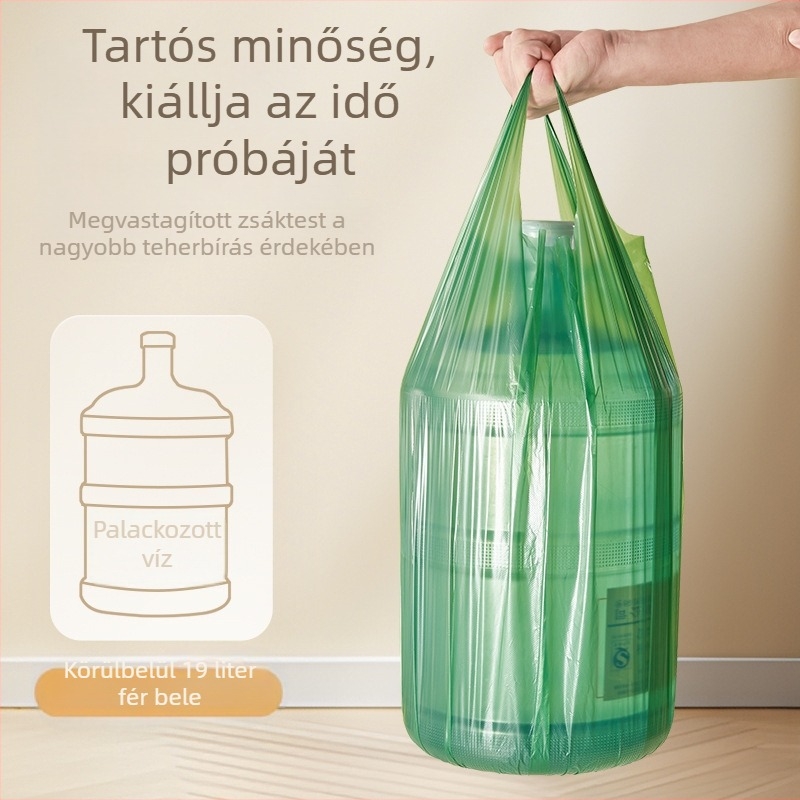 Beautiful Polyester nagy vastag szemeteszsák kézi hordozóval, fekete, mellény-stílusú, konyhai hulladékhoz, otthoni és kereskedelmi használatra