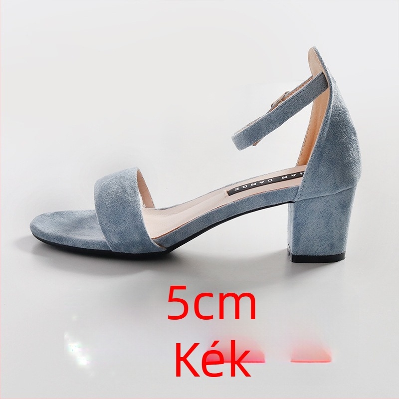 Női egy-sávos szandál, vastag sarkú 6–8 cm, nyári koreai stílus, vizuálisan hosszabbítja a lábakat