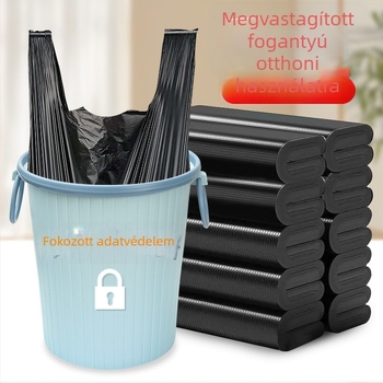 Fekete egyszer használatos konyhai szemeteszsákok, mellény-stílusú
