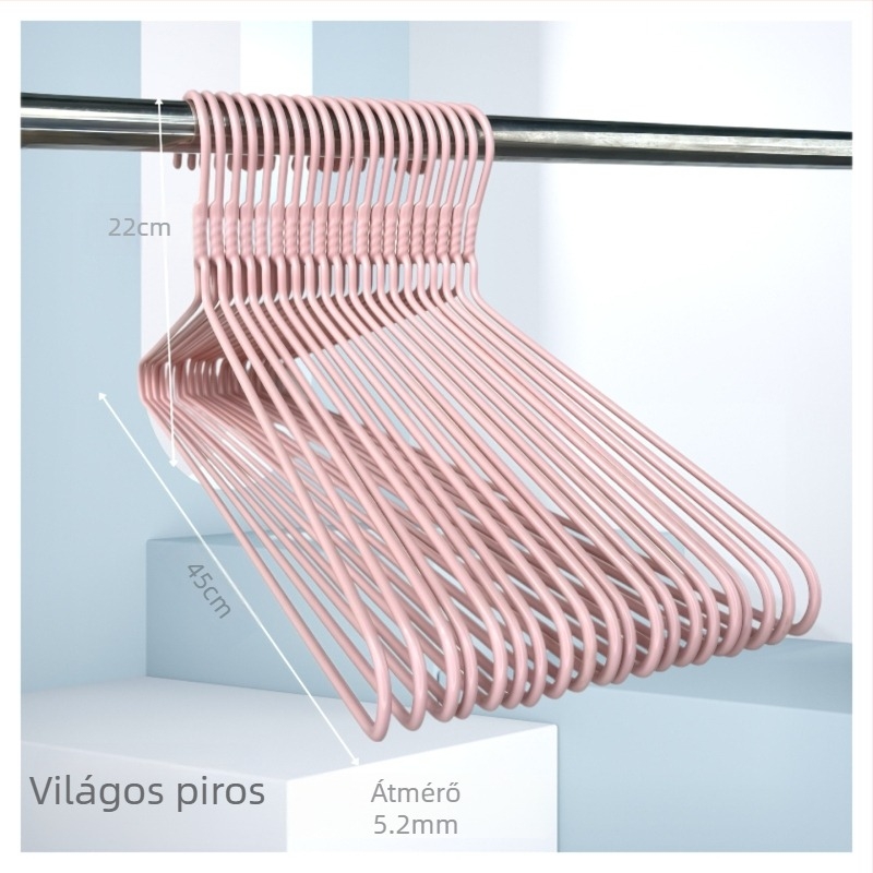 Nagy méretű csavart virágmintás műanyag bevonatú ruhafogas, 45 cm, 10 darabos készlet, 500 darab kartonban