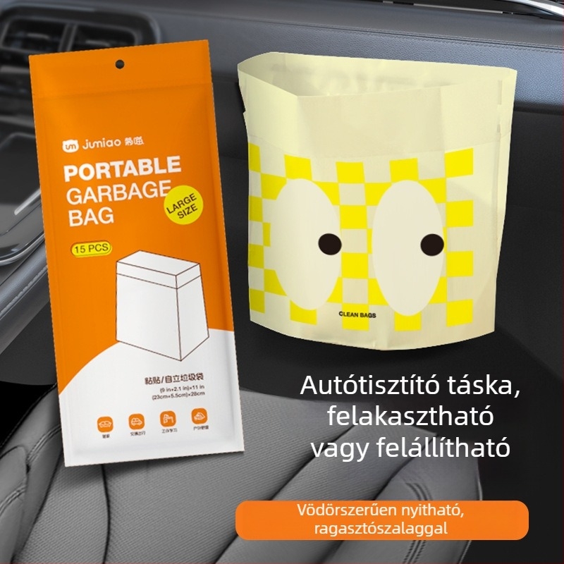 Önálló állású autós szemeteszsák ragasztóval, vastagított, nagy méretű konyhai szemeteszsák