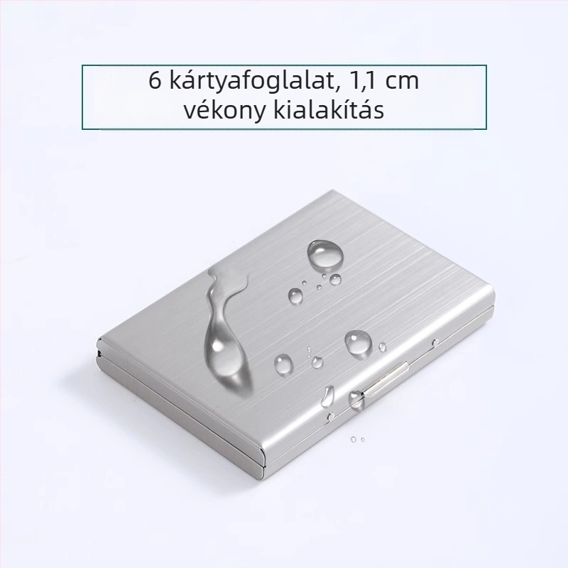 Rozsdamentes acél kártyatartó és azonosító tároló tok, demagnetizáció elleni védelem, uniszex