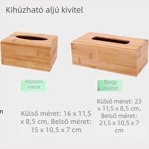 Bambuszfa papírzsebkendő tartó fürdőszobába és íróasztalra