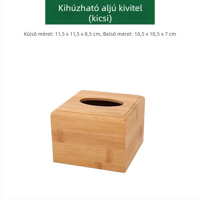 Bambuszfa papírzsebkendő tartó fürdőszobába és íróasztalra