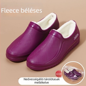 Női rövid esőcsizma fleece-béléssel, vízálló és csúszásmentes, tavasszal és ősszel.