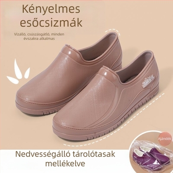 Női rövid esőcsizma fleece-béléssel, vízálló és csúszásmentes, tavasszal és ősszel.