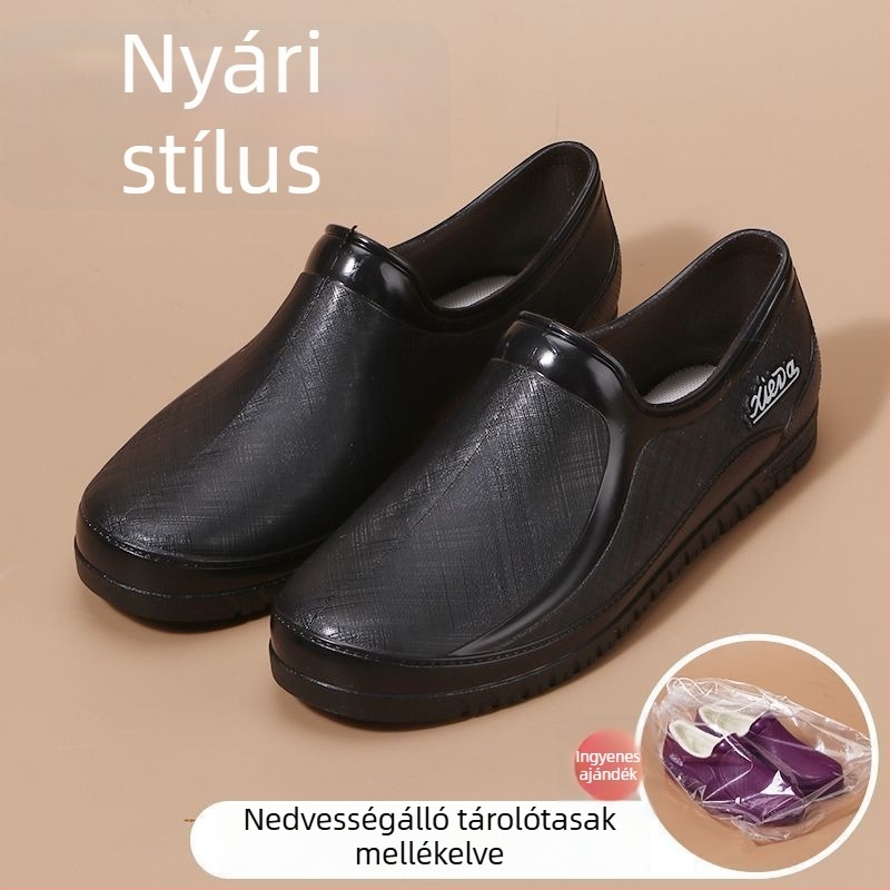 Női rövid esőcsizma fleece-béléssel, vízálló és csúszásmentes, tavasszal és ősszel.