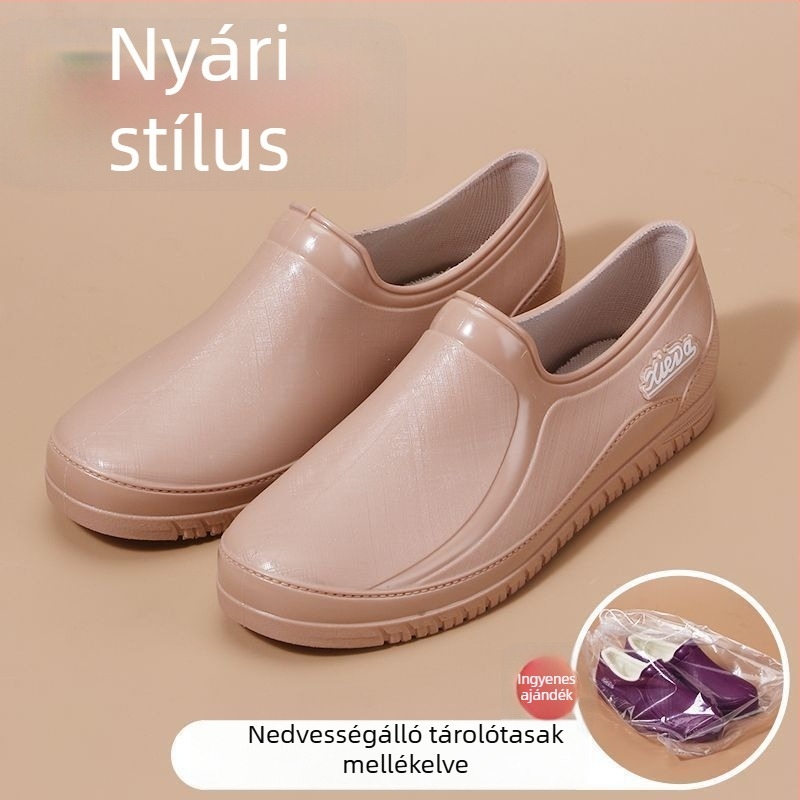Női rövid esőcsizma fleece-béléssel, vízálló és csúszásmentes, tavasszal és ősszel.