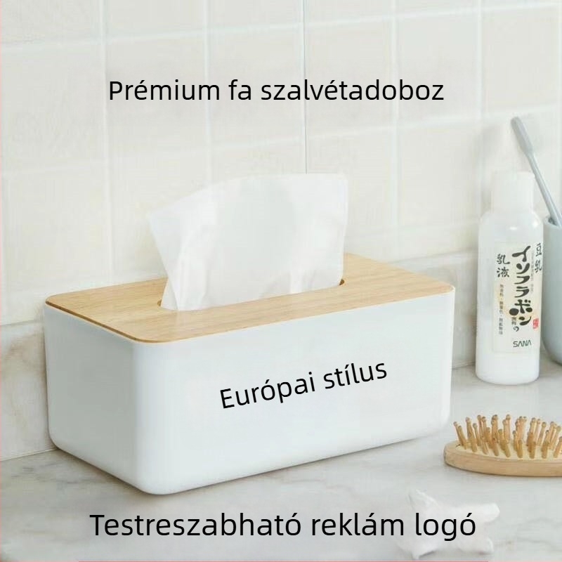 Európai stílusú fa- és műanyag szalvétatartó doboz szállodák és éttermek számára, logóval testreszabható
