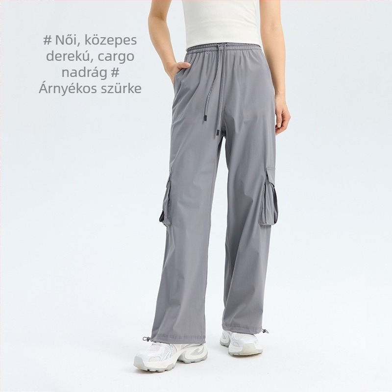 Női cargo nadrág, casual sportos stílus, UV védelem, gyorsan száradó anyag, középső derekú, nyári stílus