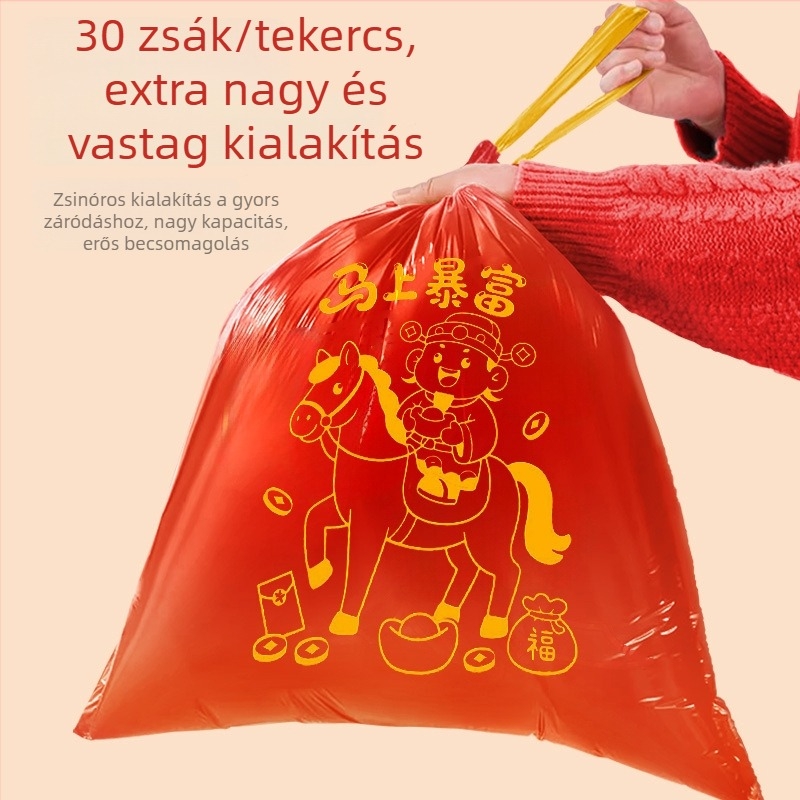 Húzózsinóros, vastagított szemeteszsákok háztartási használatra, konyha és kollégium számára